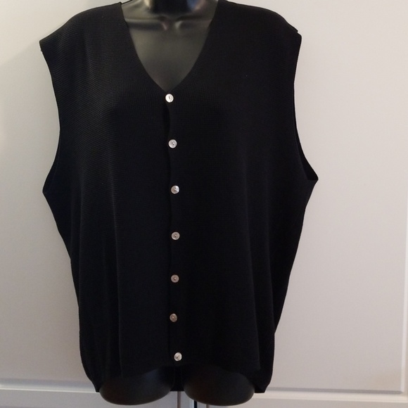 Barry Bricken Sweaters - Barry Bricken Black Button Down Sweater Vest Sz L